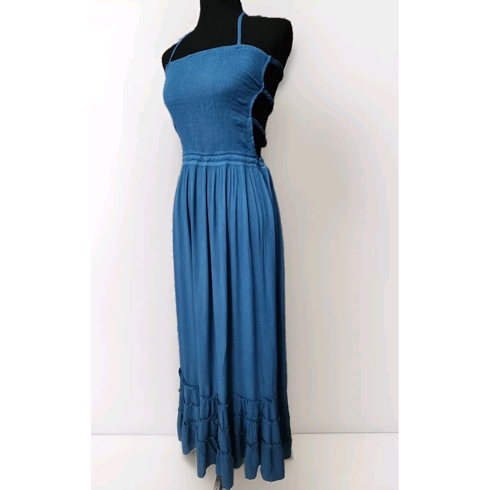 Maxi Dress Medium Tiered Halter Boho  Festival Ruffles Cottagecore Coquette  M